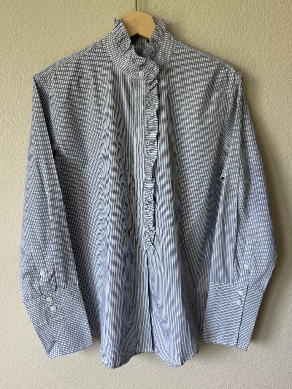 J. Crew Organic Cotton Garcon Shirt 4 New Ruffle Trim Stripe Classic Romantic